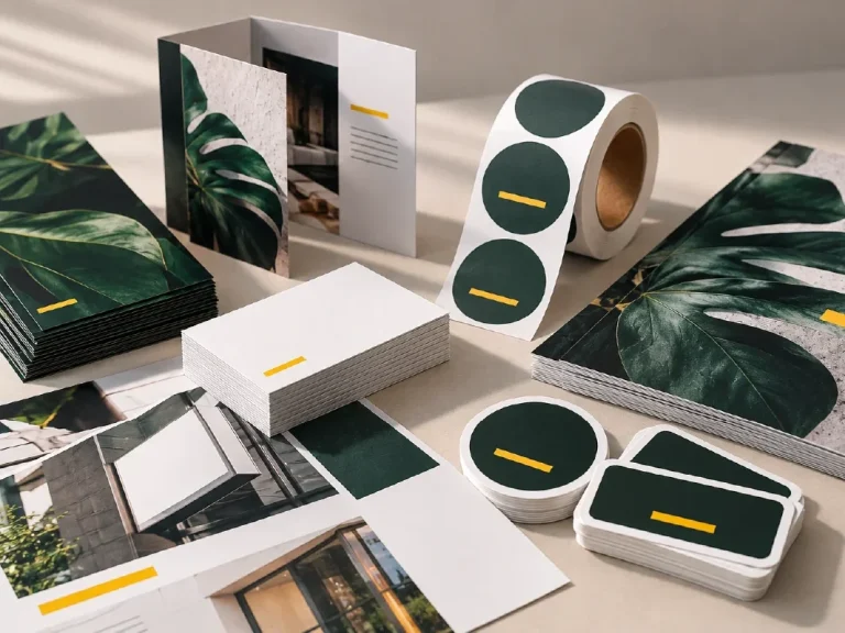 Druckprodukte und Werbemittel mit Flyern, Visitenkarten, Aufklebern und Printmedien