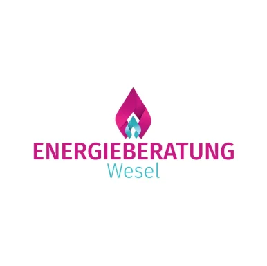 Logo der Energieberatung Wesel mit stilisierter Flamme in pink und blau.