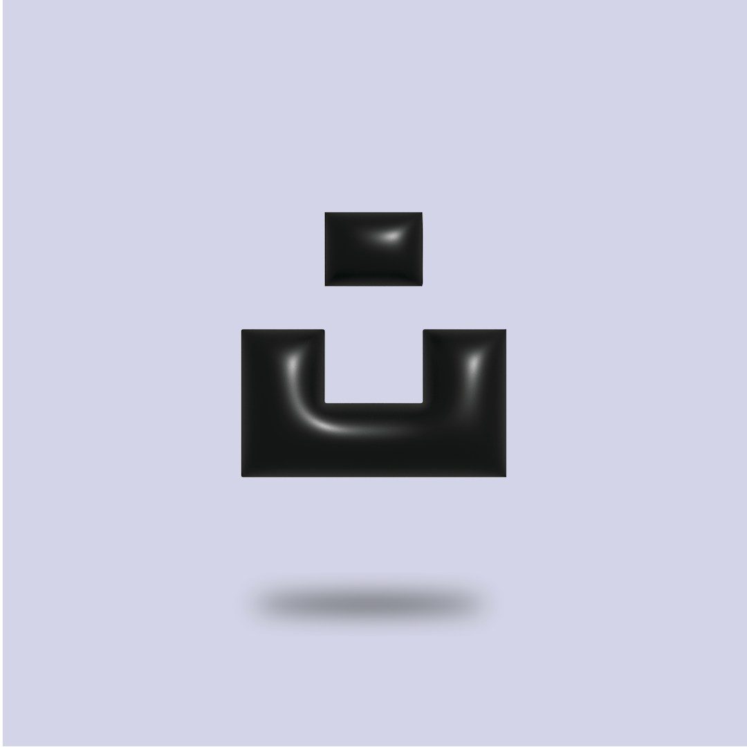 Schwarzes, stilisiertes Logo mit einem unteren Bogen und einem kleinen Rechteck oben.