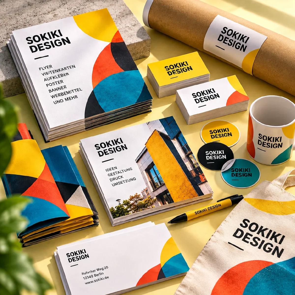 Druckprodukte & Werbemittel Flyer, Visitenkarten, Aufkleber und Werbemittel von Sokiki Design