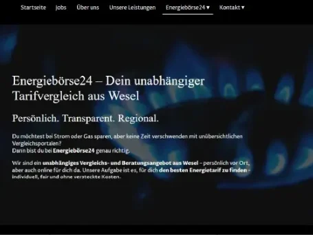 Welle mit Energiemuster in Blau und Schwarz, darunter Text zu Dienstleistungen.